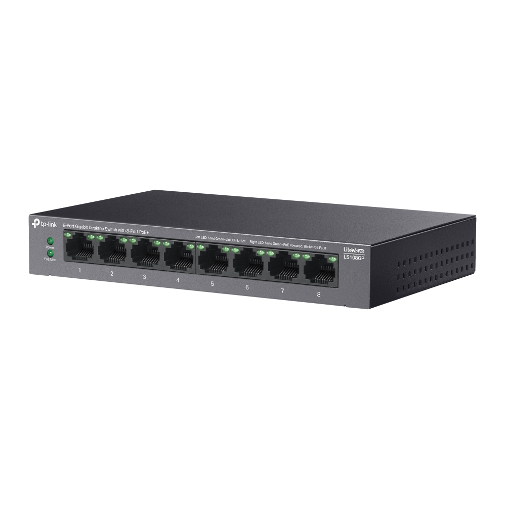 LS108GP  8-Port Gigabit Desktop Switch PoE+ — Networking Component