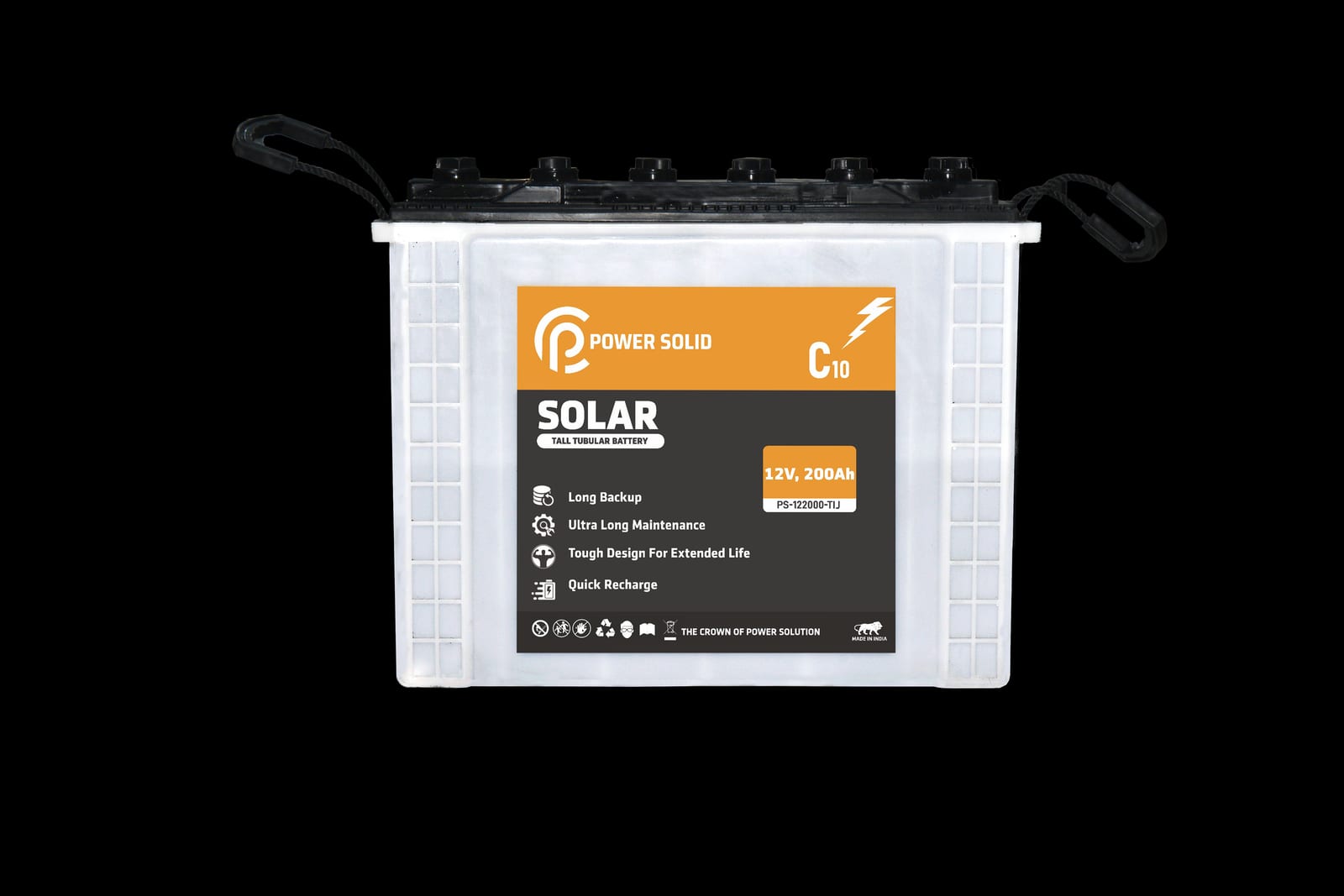 Power Solid Tall Tubular Battery 12V 200Ah 72Kg — Power back up system